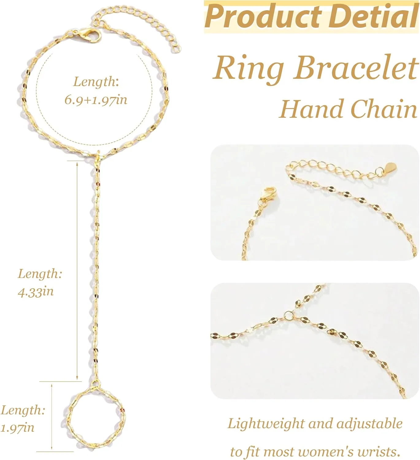 Hand Chain Gold Bracelets for Women Trendy Stuff Ring Bracelet Hand Chain Dainty Chain Bracelet Hand Jewelry Gifts