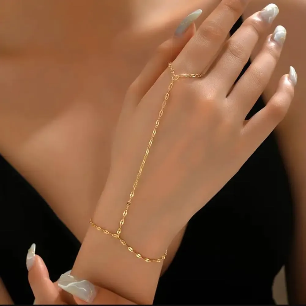 Hand Chain Gold Bracelets for Women Trendy Stuff Ring Bracelet Hand Chain Dainty Chain Bracelet Hand Jewelry Gifts
