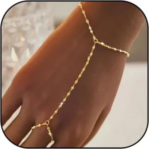 Hand Chain Gold Bracelets for Women Trendy Stuff Ring Bracelet Hand Chain Dainty Chain Bracelet Hand Jewelry Gifts