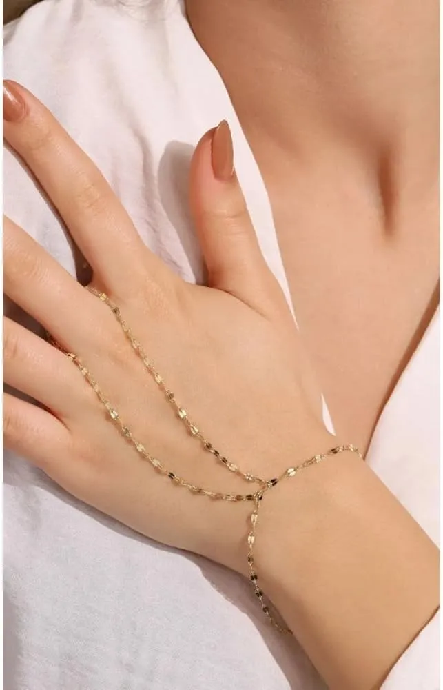 Hand Chain Gold Bracelets for Women Trendy Stuff Ring Bracelet Hand Chain Dainty Chain Bracelet Hand Jewelry Gifts