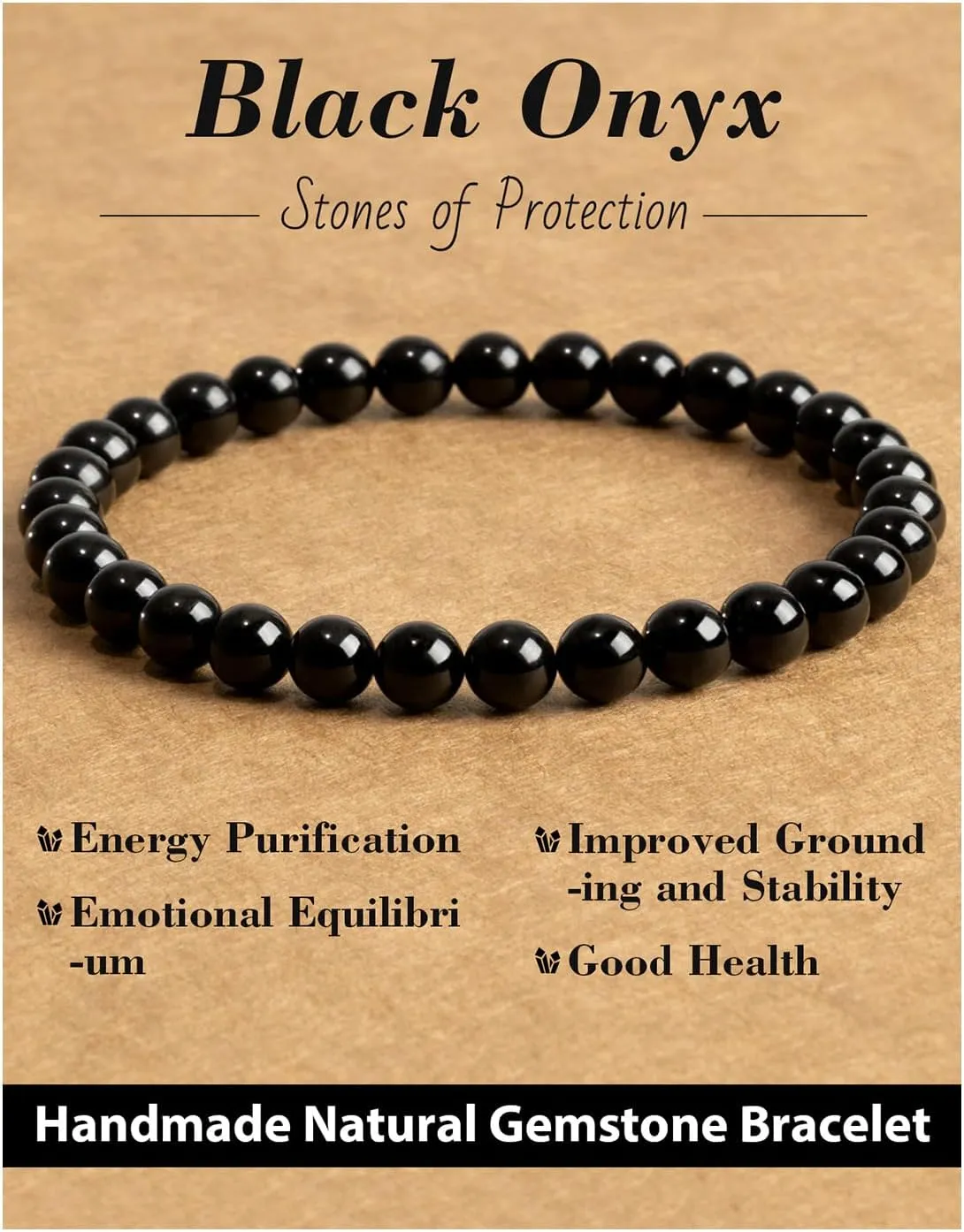 Handmade Natural Stone Beaded Stretch Bracelets,Healing Crystals Protection Bracelet,Spiritual Jewelry Gifts for Women & Men,Replacement Beads Included