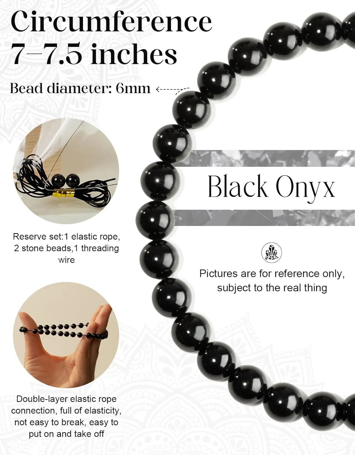 Handmade Natural Stone Beaded Stretch Bracelets,Healing Crystals Protection Bracelet,Spiritual Jewelry Gifts for Women & Men,Replacement Beads Included
