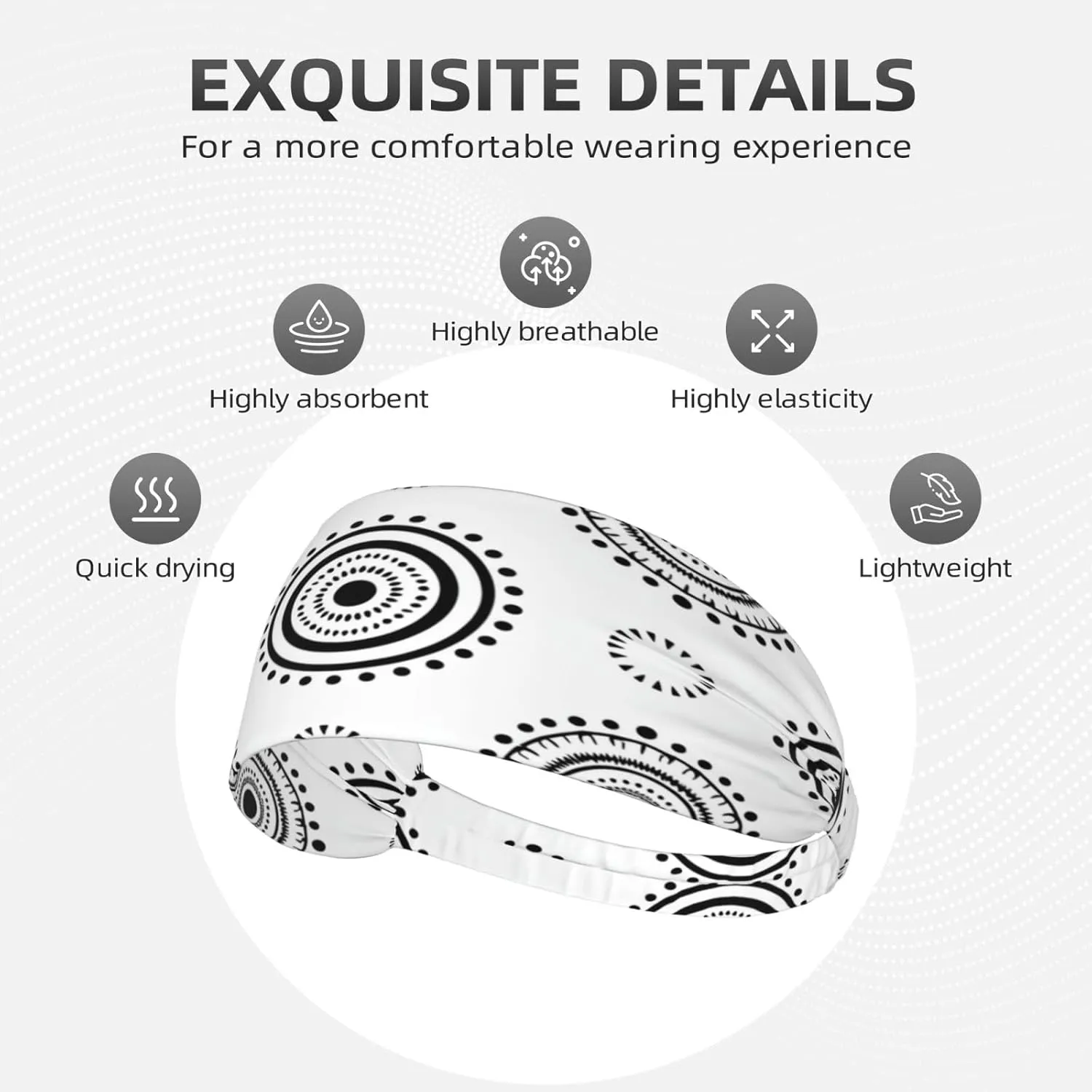 Happy Faces Headband Sports Sweatbands for Men Women Halloween Hairband for Workout Athletic Running Yoga Basketball Gym