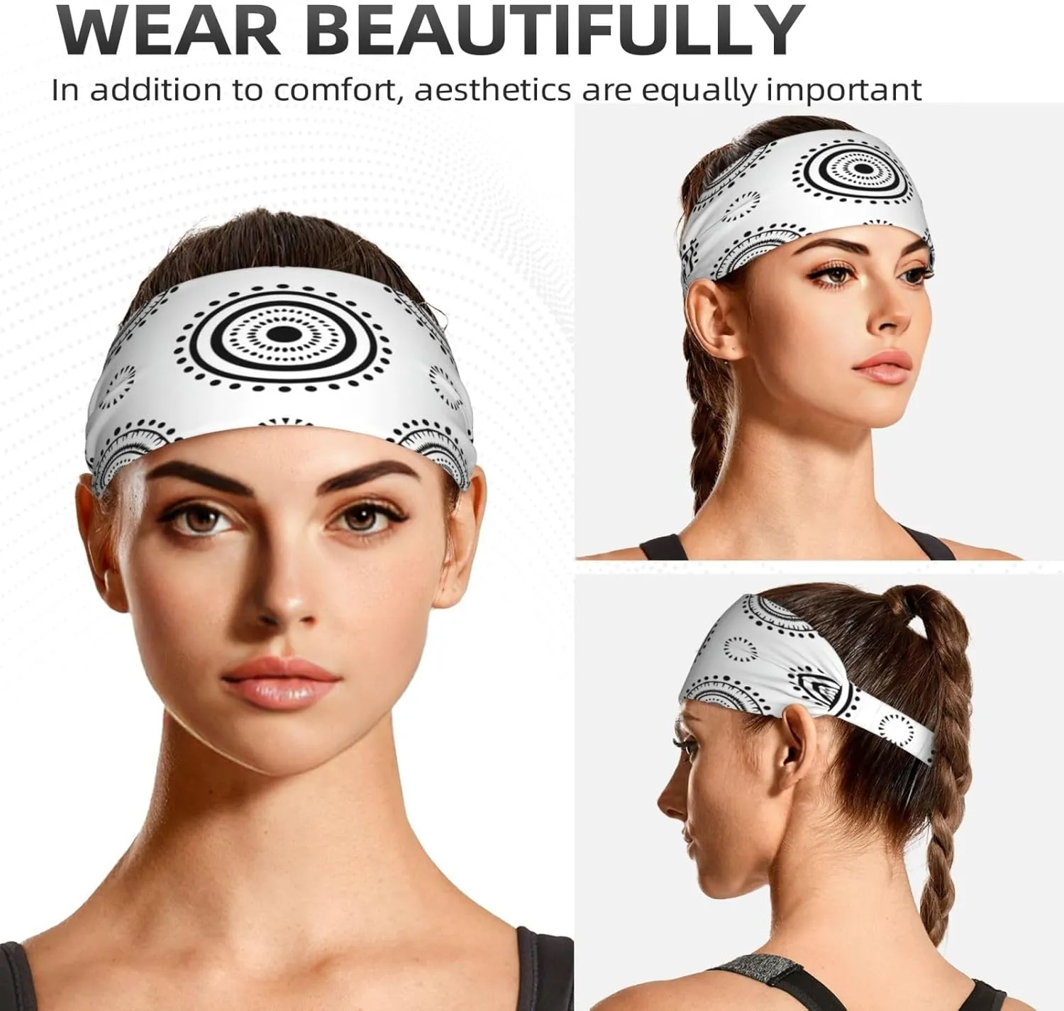 Happy Faces Headband Sports Sweatbands for Men Women Halloween Hairband for Workout Athletic Running Yoga Basketball Gym