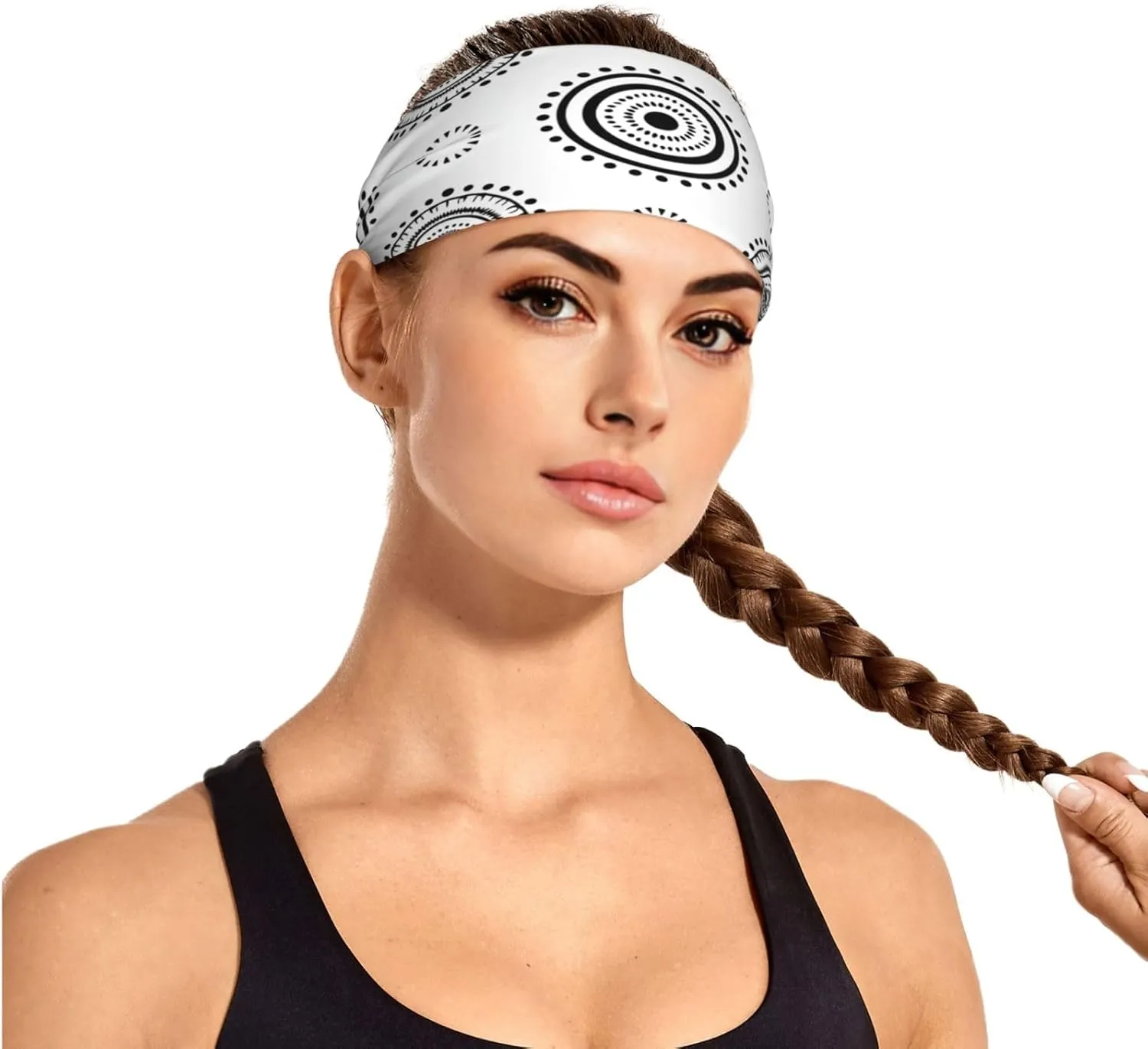 Happy Faces Headband Sports Sweatbands for Men Women Halloween Hairband for Workout Athletic Running Yoga Basketball Gym