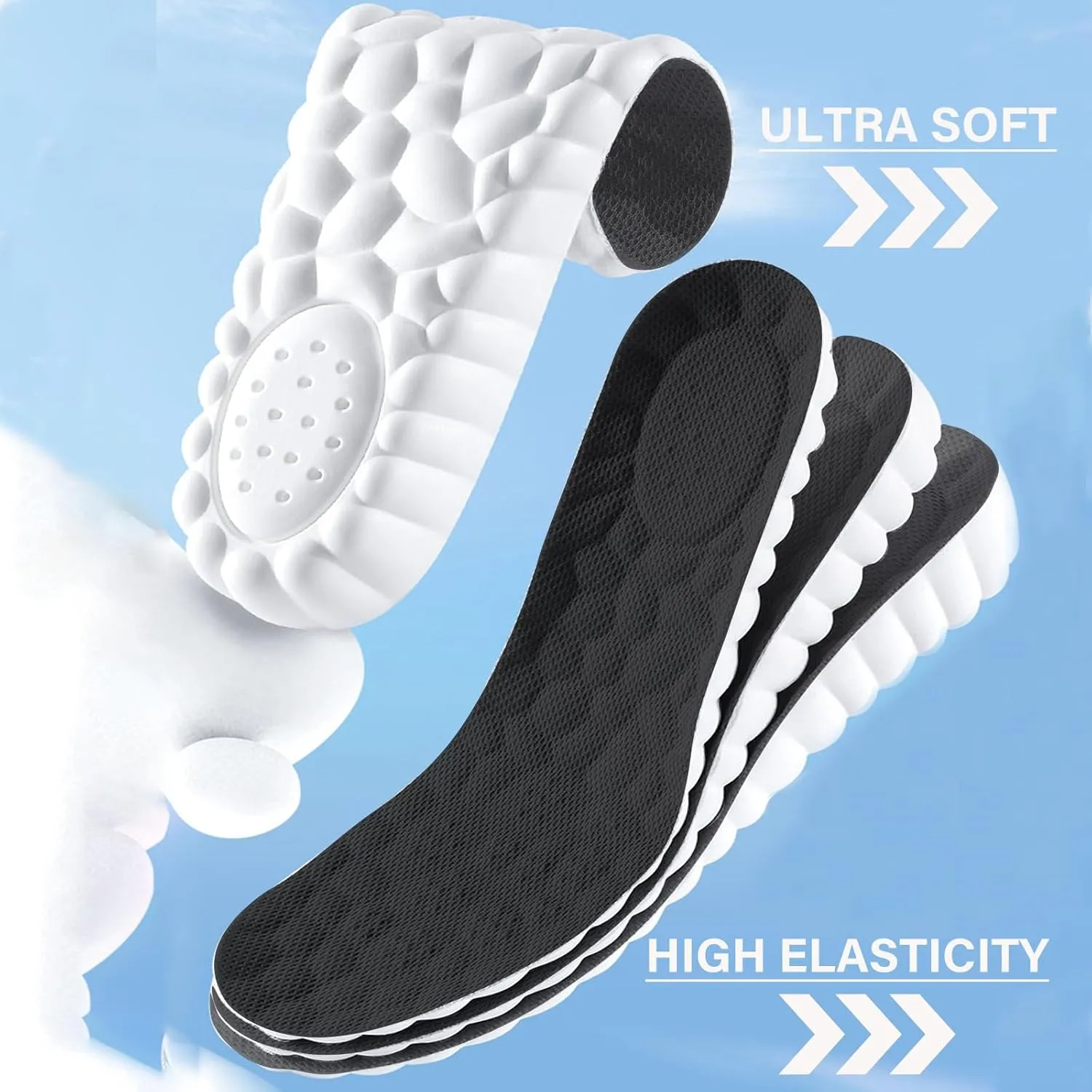 Height Increase Memory Foam Insoles for Men & Women - Taller Heel Lift Shoe Inserts with Breathable Cushioned Comfort for Sports Shoes, Work Boots | Trim to Fit (Black 3.5cm, 9-11.5 US Men)