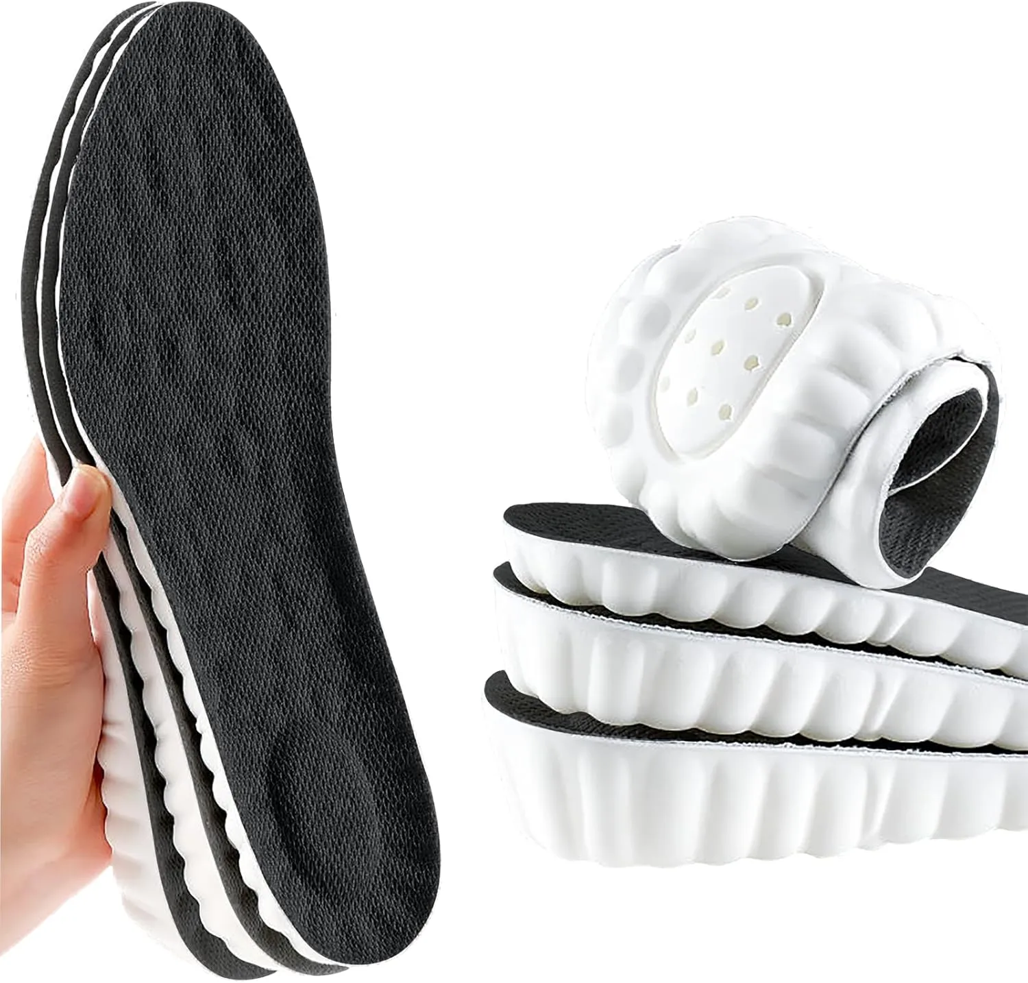 Height Increase Memory Foam Insoles for Men & Women - Taller Heel Lift Shoe Inserts with Breathable Cushioned Comfort for Sports Shoes, Work Boots | Trim to Fit (Black 3.5cm, 9-11.5 US Men)