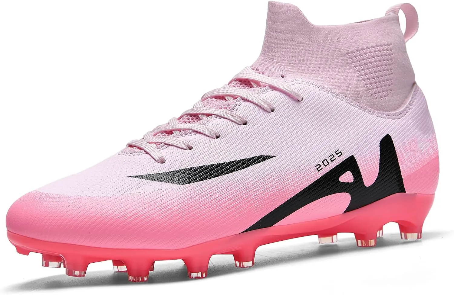 HHY Men's Soccer Shoes Football Cleats with Lace-Up High-Tops Non-Slip Spikes