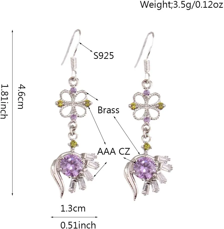 High-grade 925 Sterling Silver Cubic Zirconia Drop Earrings Elegant Bridal Jewelry Gift