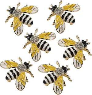 Honey Bee Brooches for Women - 3 Colors 6Pcs Insect Themes with Gold,Silver and Colorful Tone Brooch Pins - Fashion Mother of Pearl Brooch Pins - Great for Wife,Sisters,Friends,Daily Wear or Dating