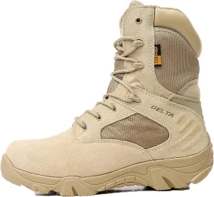hongrenamz Men's Hiking Boots Lightweight Waterproof High Top Casual Camping Outdoor Walking Lace Up Anti-Slip Trail Running Boots Trekking Shoes Sand-EU44/US10