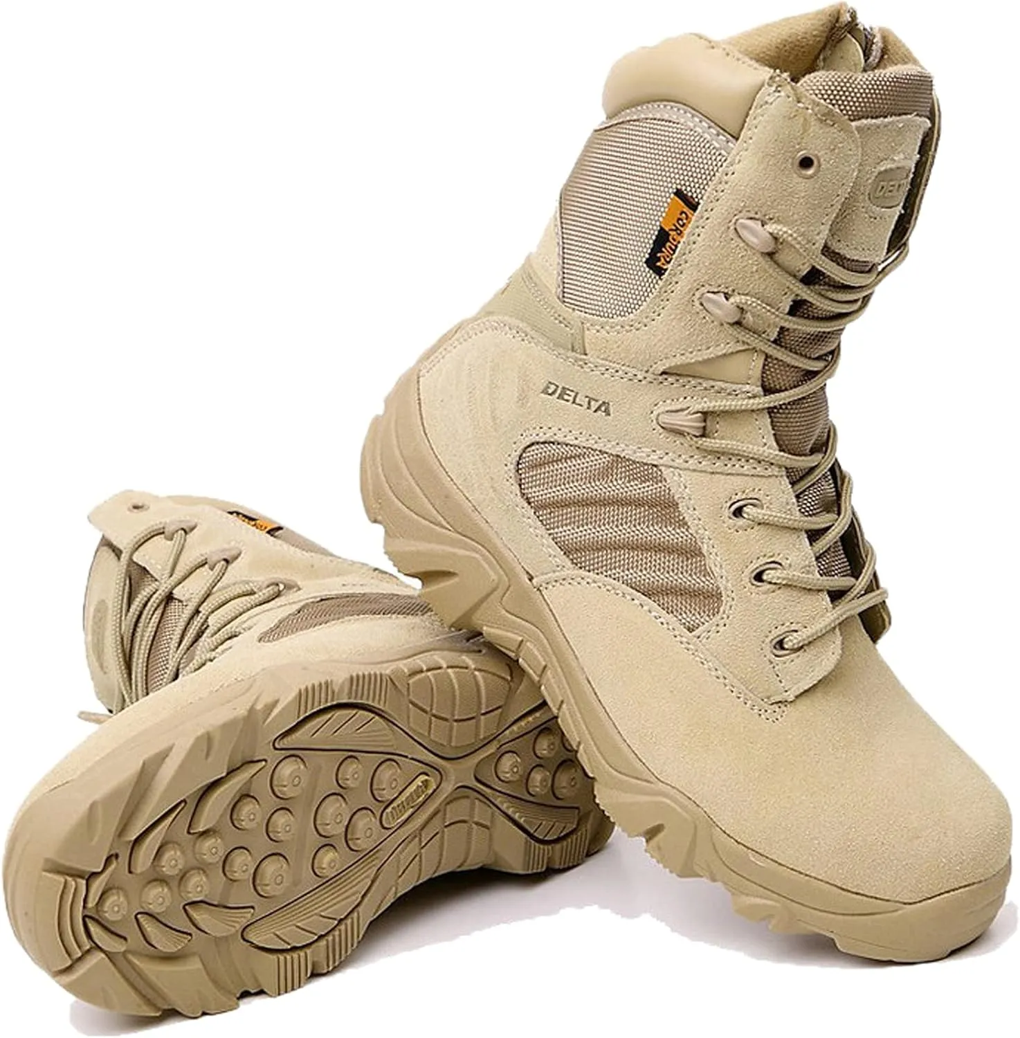 hongrenamz Men's Hiking Boots Lightweight Waterproof High Top Casual Camping Outdoor Walking Lace Up Anti-Slip Trail Running Boots Trekking Shoes Sand-EU44/US10
