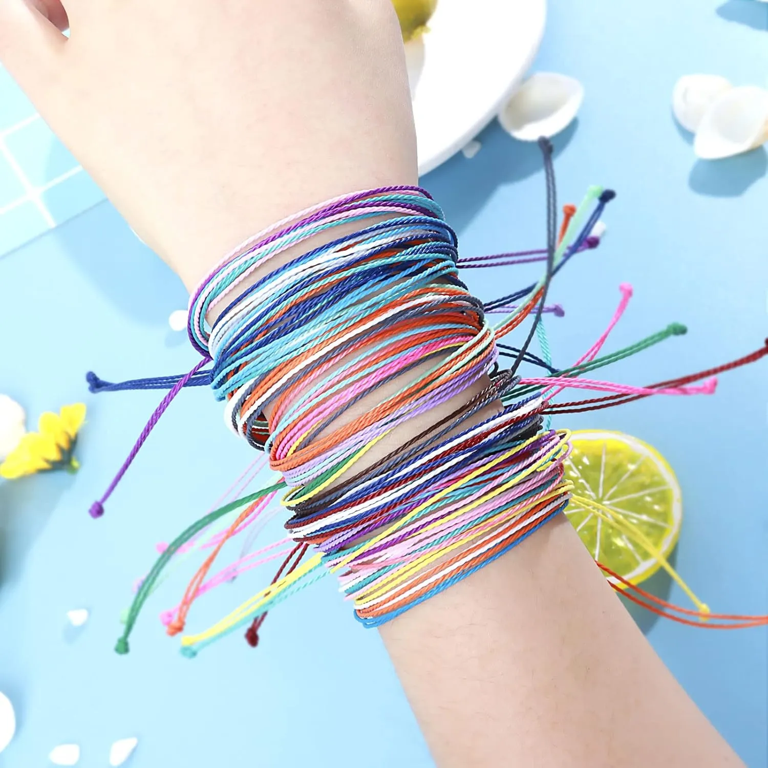 HUASAI Friendship String Bracelets for Women Adjustable Ankle Bracelets for Women Handmade Braided Bracelet Waterproof Surfer Beach Bracelet Jewelry Summer Outfits Beach Accessories
