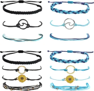 HUASAI Friendship String Bracelets for Women Adjustable Ankle Bracelets for Women Handmade Braided Bracelet Waterproof Surfer Beach Bracelet Jewelry Summer Outfits Beach Accessories