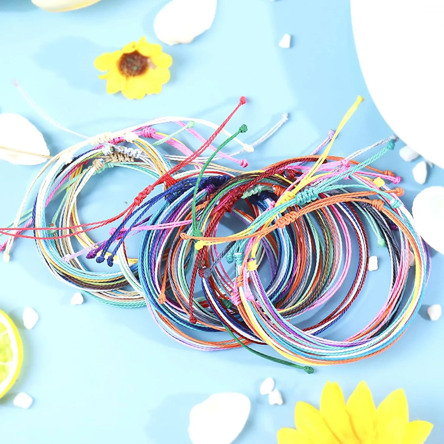 HUASAI Friendship String Bracelets for Women Adjustable Ankle Bracelets for Women Handmade Braided Bracelet Waterproof Surfer Beach Bracelet Jewelry Summer Outfits Beach Accessories