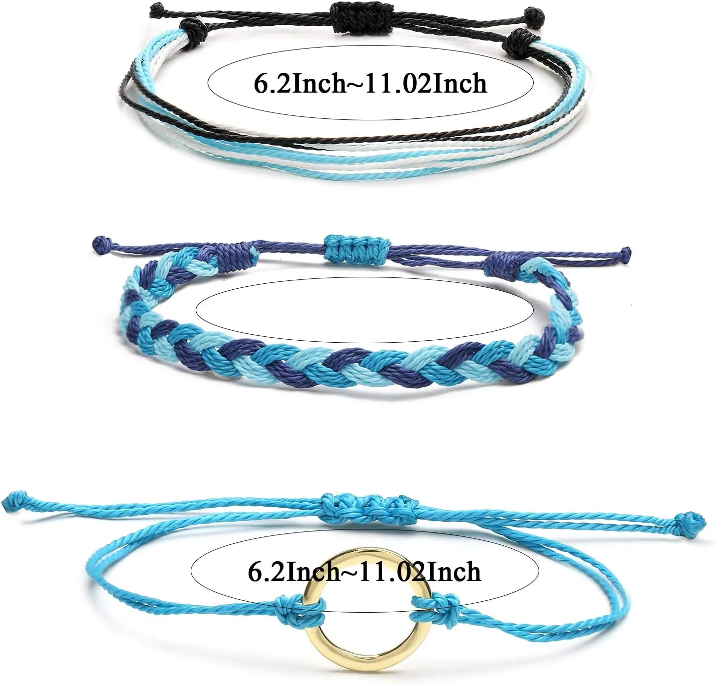 HUASAI Friendship String Bracelets for Women Adjustable Ankle Bracelets for Women Handmade Braided Bracelet Waterproof Surfer Beach Bracelet Jewelry Summer Outfits Beach Accessories