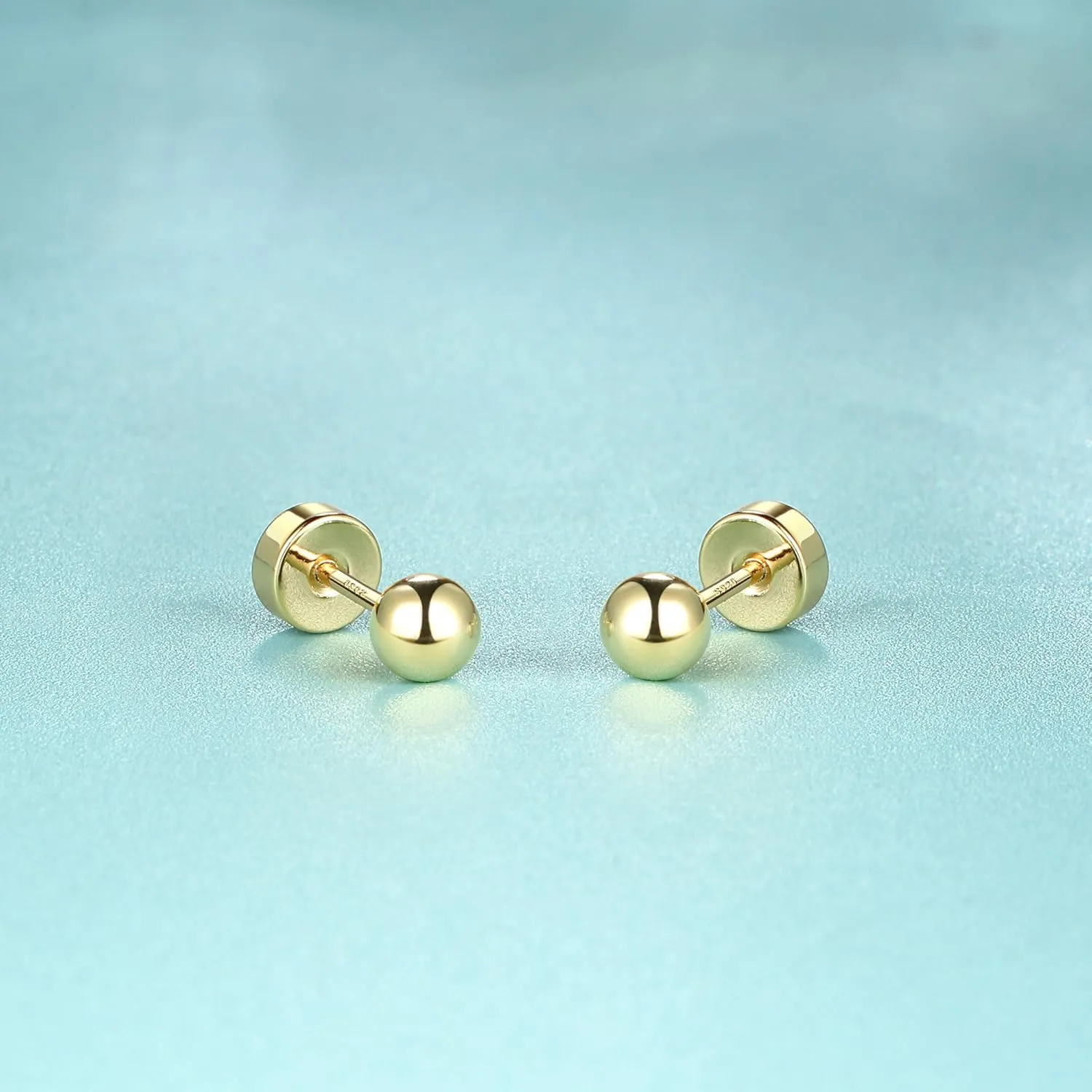 Hypoallergenic Flat Back Earrings for Women - 925 Sterling Silver Earrings for Sensitive Ears - Cartilage Earring Helix Conch Tragus Piercing Flatback Cubic Zirconia Earring Set Studs Men 2/3/4/5mm