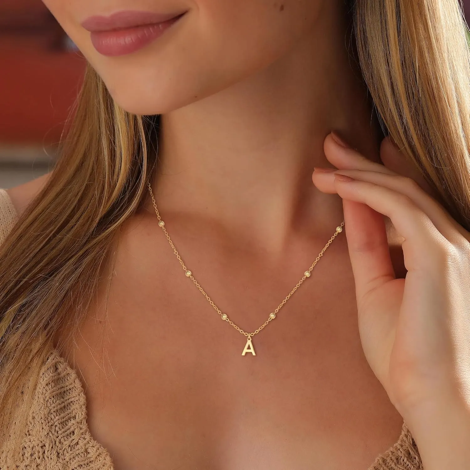 Initial Necklaces for Women - 14K Gold Plated Satellite Chain Letter Necklaces,Teen Gifts Trendy Stuff Gold Jewelry for Women Teen Gifts