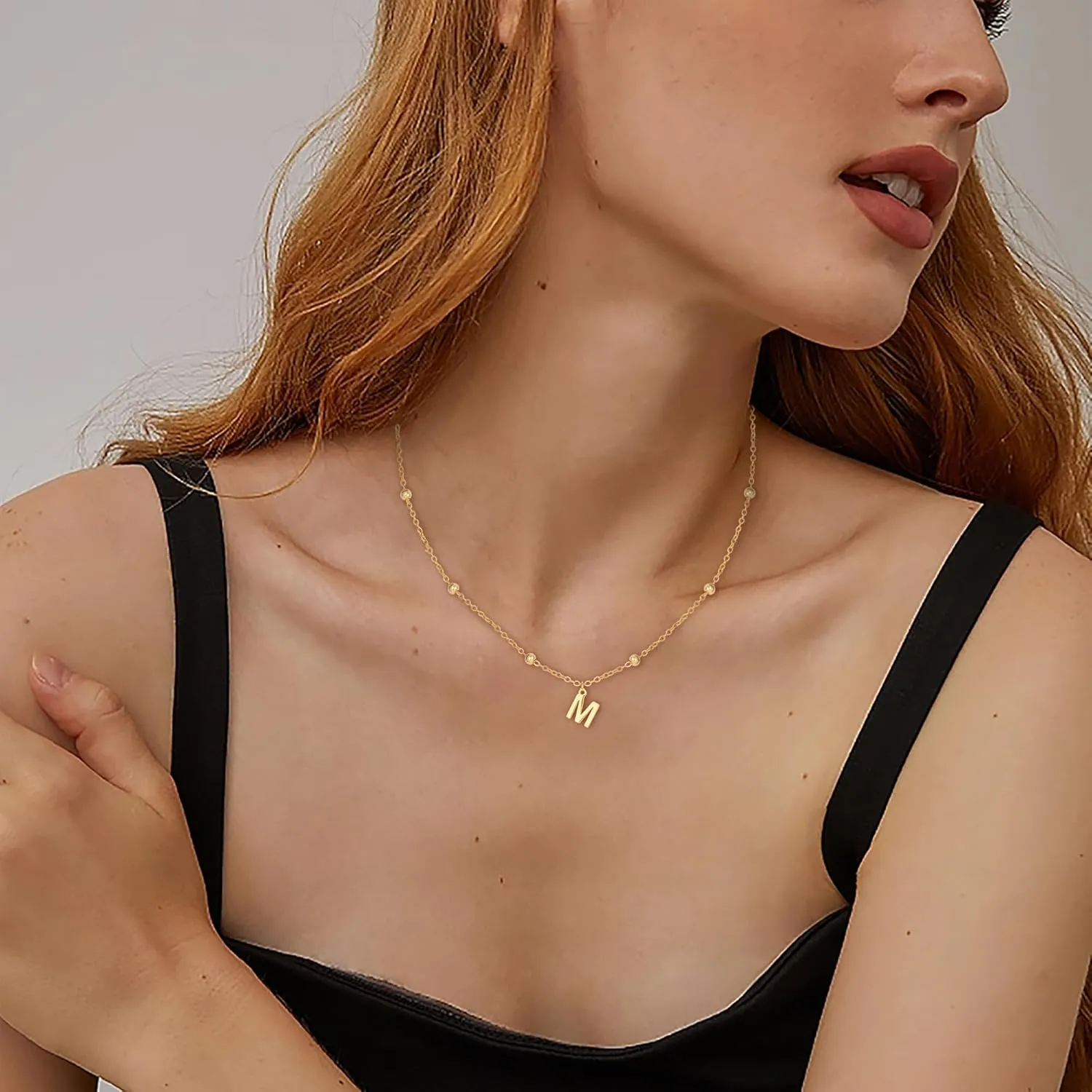 Initial Necklaces for Women - 14K Gold Plated Satellite Chain Letter Necklaces,Teen Gifts Trendy Stuff Gold Jewelry for Women Teen Gifts