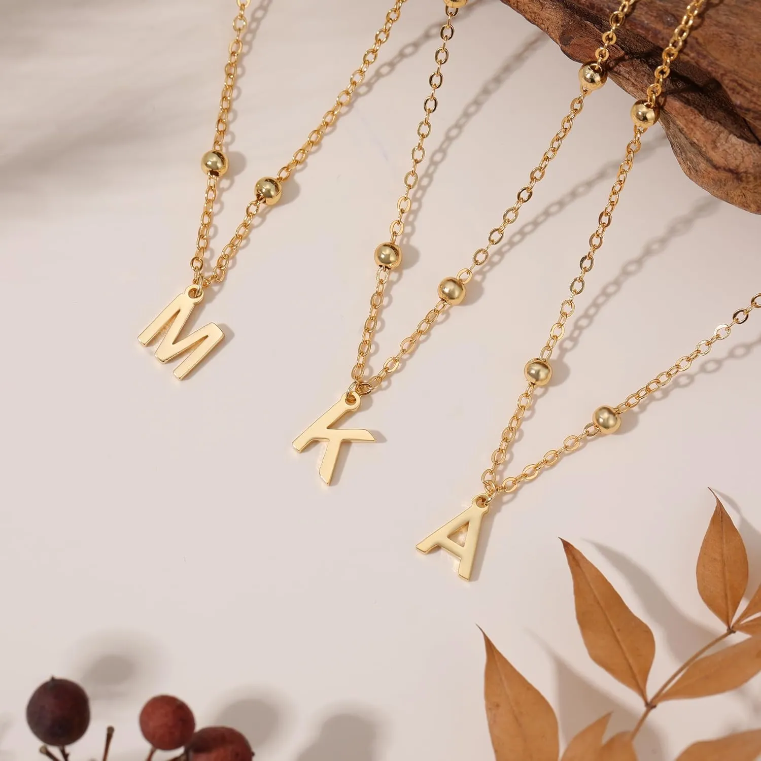 Initial Necklaces for Women - 14K Gold Plated Satellite Chain Letter Necklaces,Teen Gifts Trendy Stuff Gold Jewelry for Women Teen Gifts