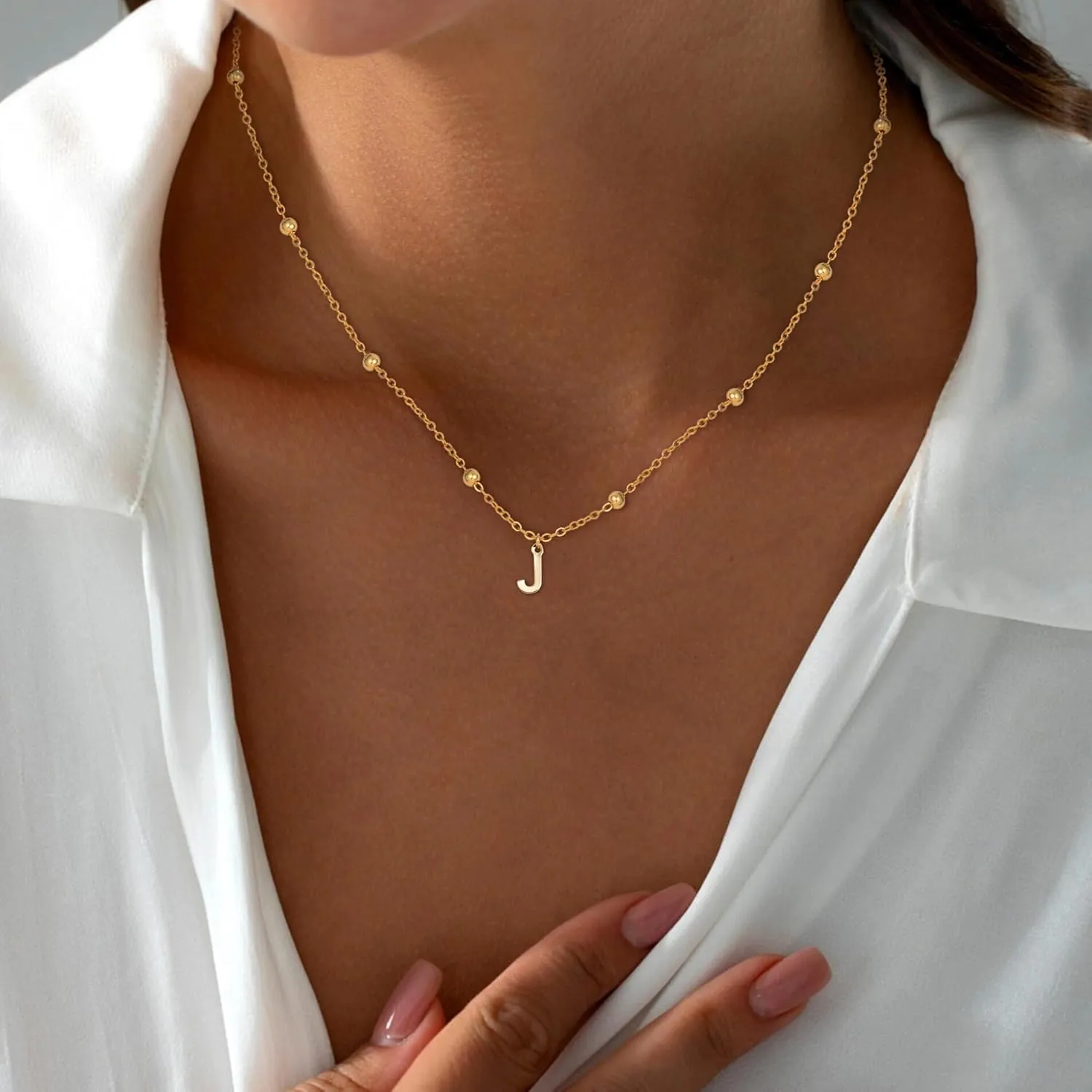 Initial Necklaces for Women - 14K Gold Plated Satellite Chain Letter Necklaces,Teen Gifts Trendy Stuff Gold Jewelry for Women Teen Gifts