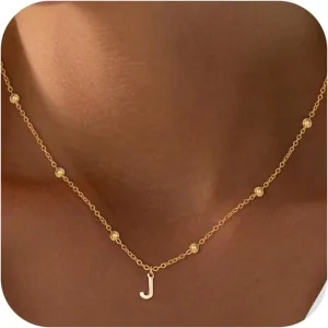 Initial Necklaces for Women - 14K Gold Plated Satellite Chain Letter Necklaces,Teen Gifts Trendy Stuff Gold Jewelry for Women Teen Gifts