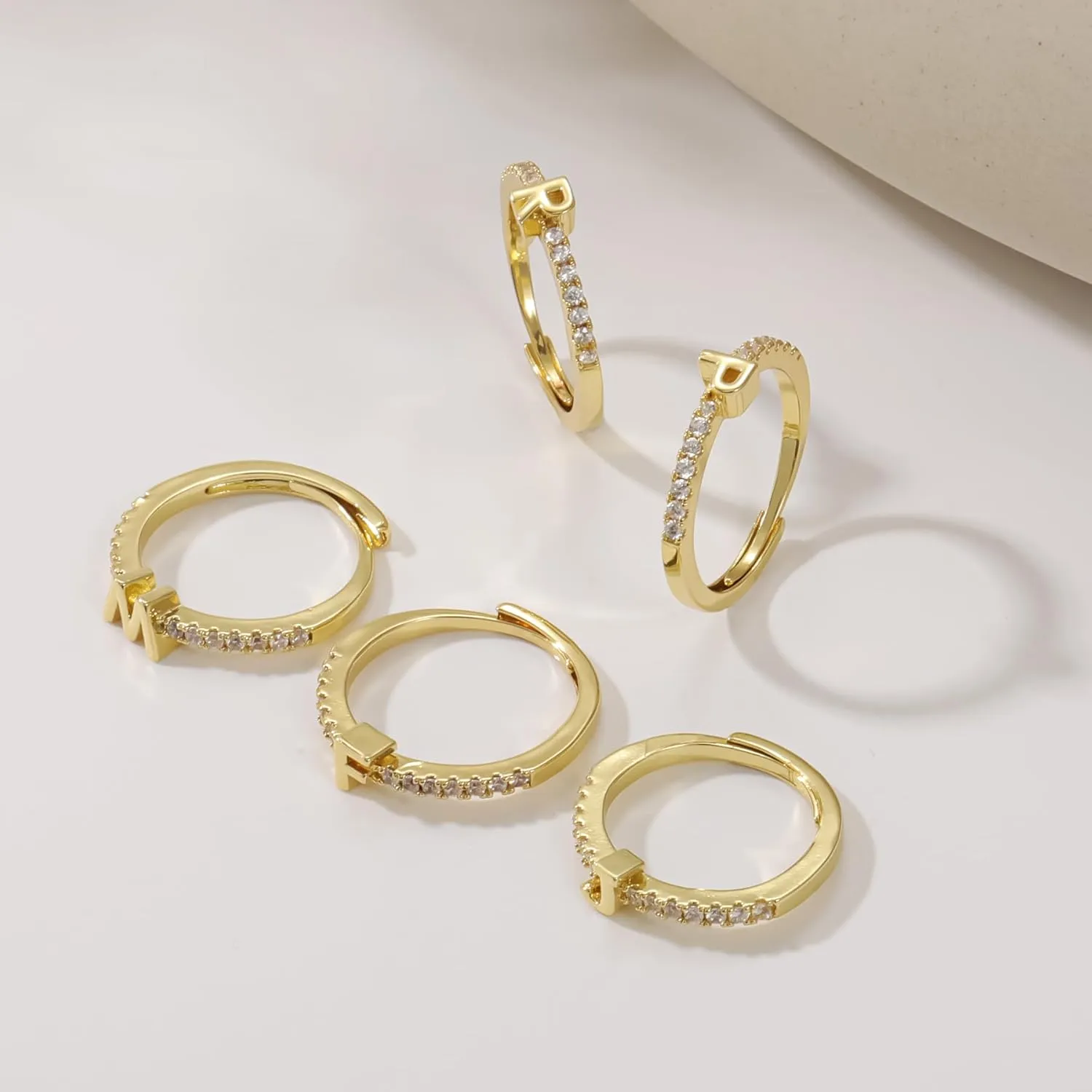 Initial Rings For Women Gold rings Copper Plated With 14k gold Zircon Adjustable Rings For Women Gold Jewelry For Women Gift Initial Ring