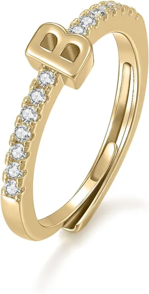 Initial Rings For Women Gold rings Copper Plated With 14k gold Zircon Adjustable Rings For Women Gold Jewelry For Women Gift Initial Ring