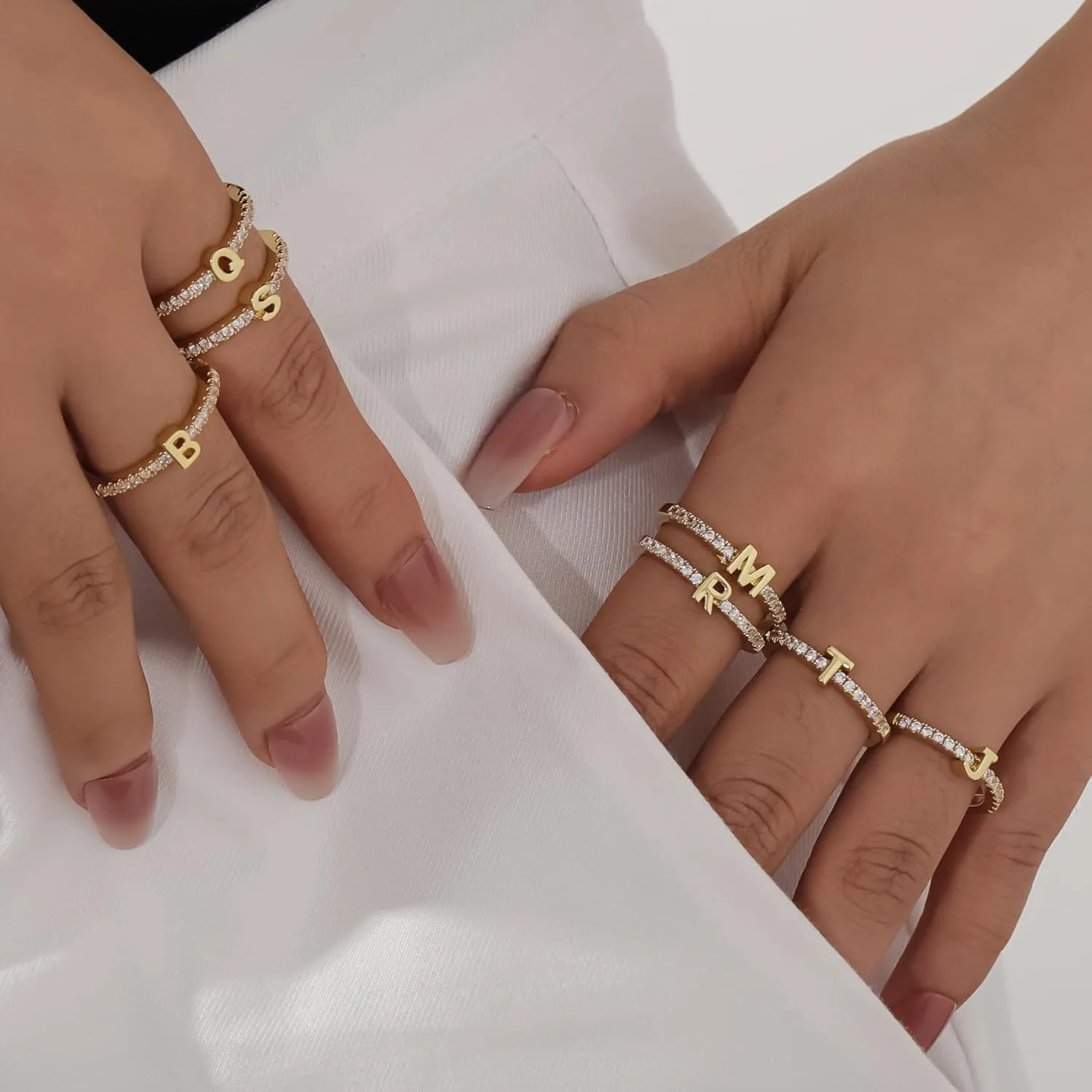 Initial Rings For Women Gold rings Copper Plated With 14k gold Zircon Adjustable Rings For Women Gold Jewelry For Women Gift Initial Ring