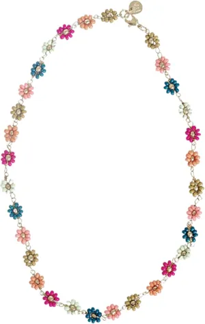 INK   ALLOY Beaded Flower Necklaces for Women, Amanda Daisy Chain Floral Boho Necklace, Handmade Jewelry for the Modern Bohemian, 17-Inch L
