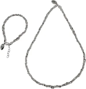 Italian-Made, Solid 925 Sterling Silver Rope Chain Necklace and Bracelet Set for Women  Luxurious Gift Box Included