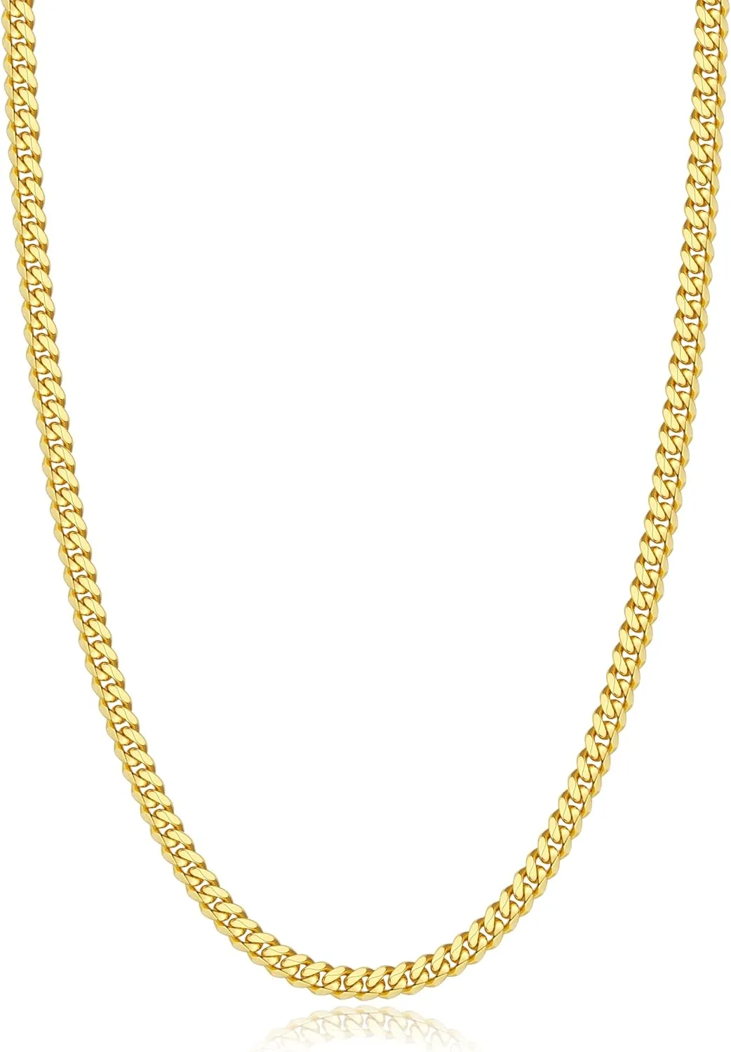 Italian Solid 14k Gold Over 925 Sterling Silver Chain Necklace for Men Women, 3.5mm, 4mm, 5mm Mens Necklace Chain, World's Top Craftsmanship Cuban Link Chain, Mens Chain 16 18 20 22 24 26 Inch