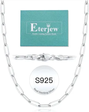 Italy 14K Real Gold Over 925 Sterling Silver Paperclip Chain Necklace for Women, 3/4/5mm Women's Paperclip Chain Necklace, World's Top Craftsmanship Necklace for Women 16 18 20 22 24 26 Inch