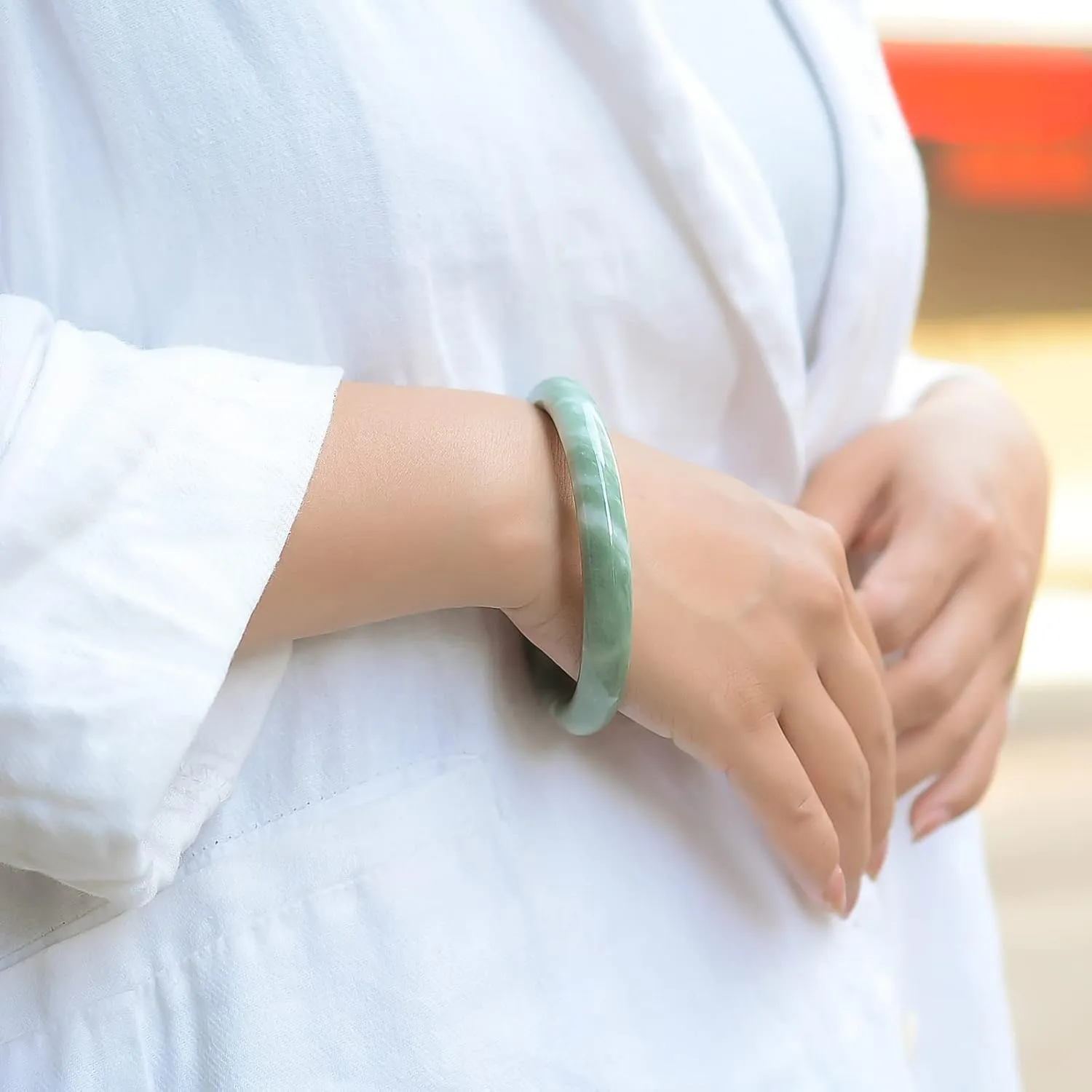 Jade Bracelet for Women, 100% Natural Green Jade, Good Luck Genuine Grade A Round Jade Bangles with Jewelry Box and Certificate, Inner 2.12-2.52''/54-64mm