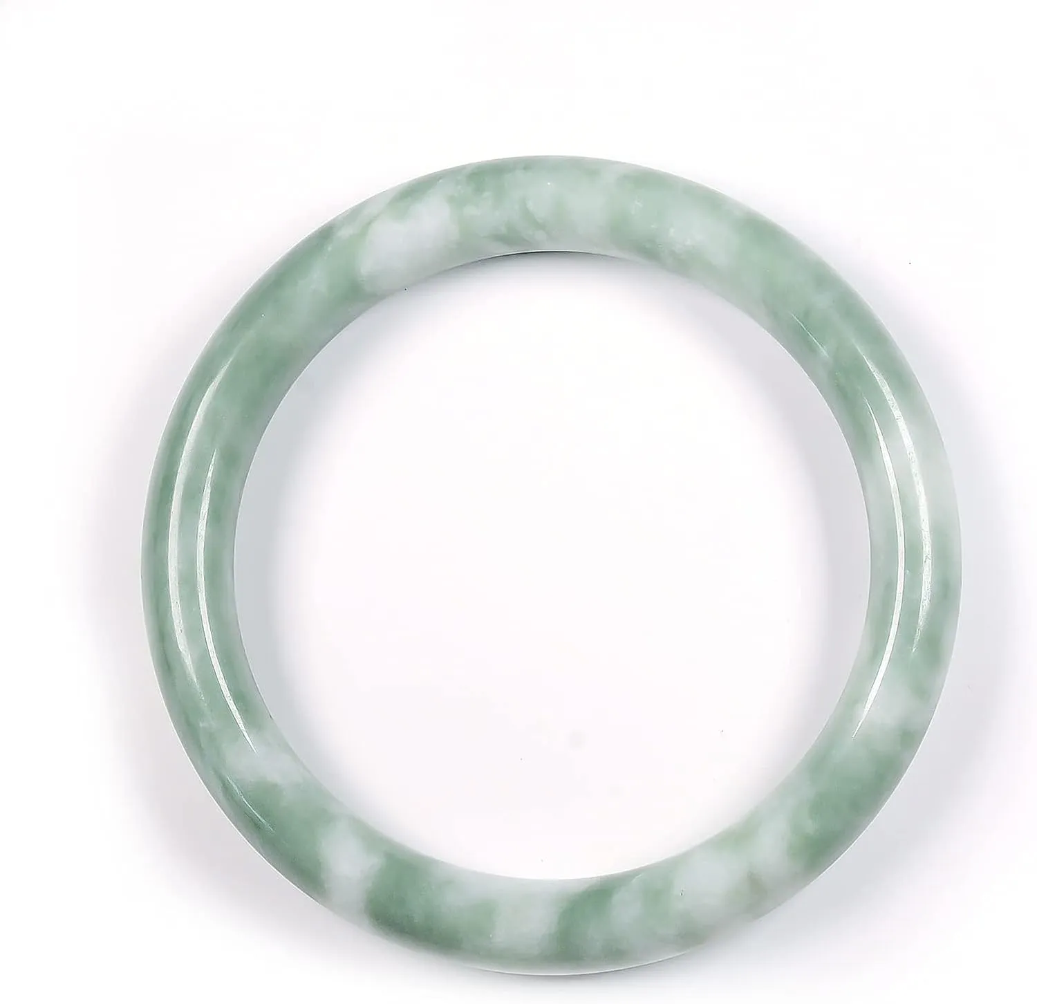 Jade Bracelet for Women, 100% Natural Green Jade, Good Luck Genuine Grade A Round Jade Bangles with Jewelry Box and Certificate, Inner 2.12-2.52''/54-64mm