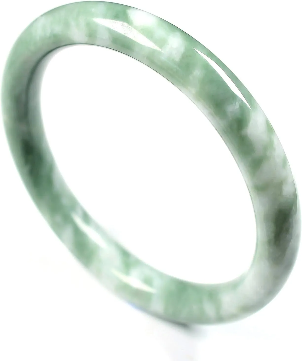 Jade Bracelet for Women, 100% Natural Green Jade, Good Luck Genuine Grade A Round Jade Bangles with Jewelry Box and Certificate, Inner 2.12-2.52''/54-64mm