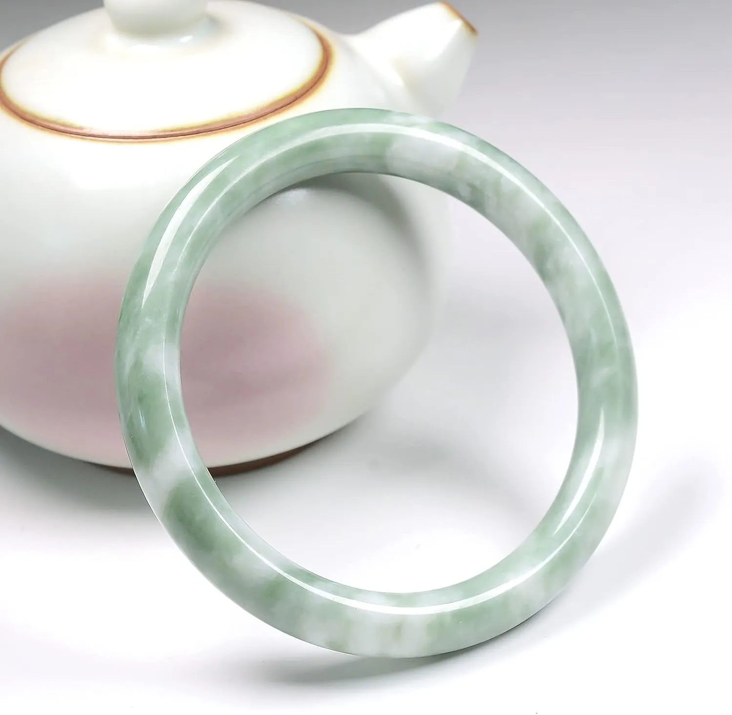 Jade Bracelet for Women, 100% Natural Green Jade, Good Luck Genuine Grade A Round Jade Bangles with Jewelry Box and Certificate, Inner 2.12-2.52''/54-64mm