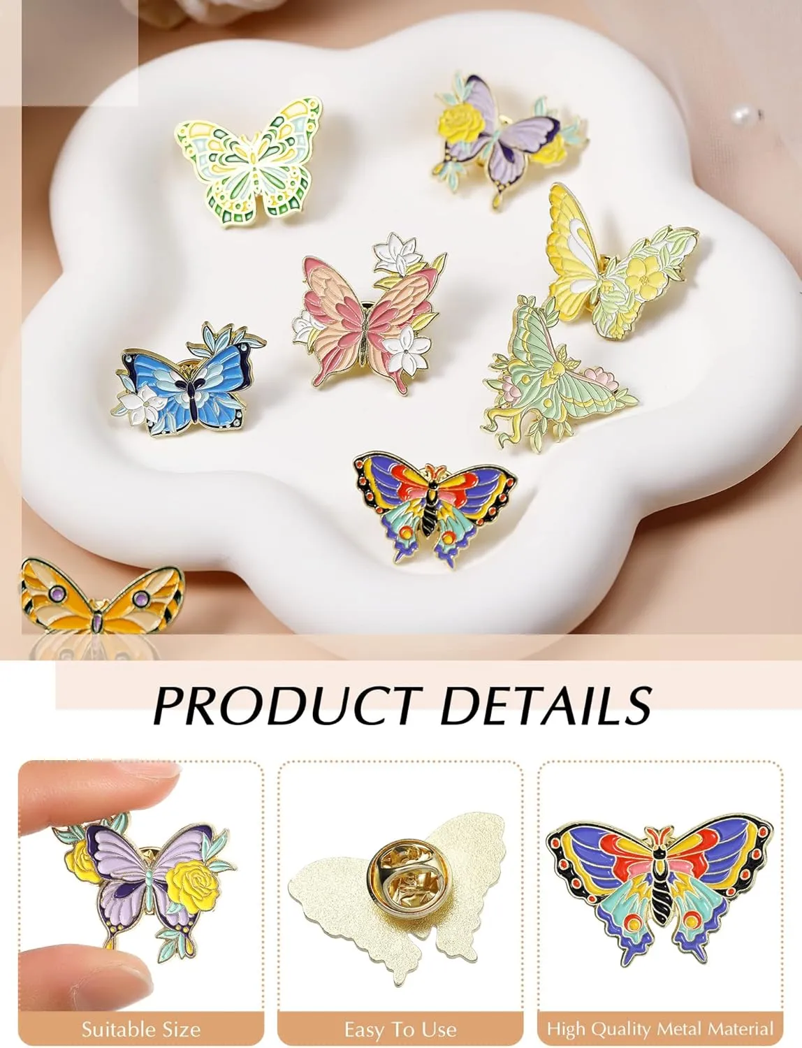 Janinka 10 Pcs Butterfly Enamel Pins Set Cute Enamel Backpack Lapel Pin Cool Horror Brooches for Steampunk Badge Jewelry