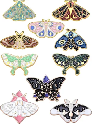 Janinka 10 Pcs Butterfly Enamel Pins Set Cute Enamel Backpack Lapel Pin Cool Horror Brooches for Steampunk Badge Jewelry