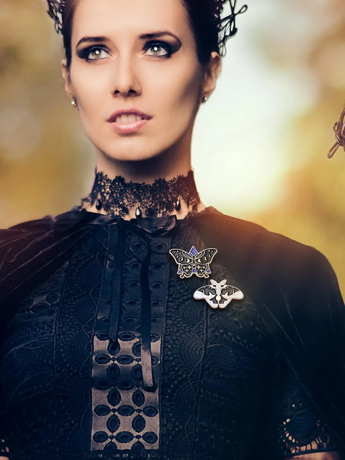 Janinka 10 Pcs Butterfly Enamel Pins Set Cute Enamel Backpack Lapel Pin Cool Horror Brooches for Steampunk Badge Jewelry
