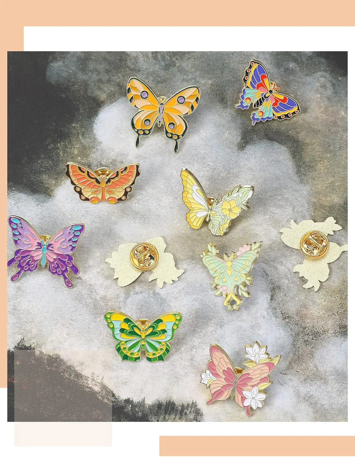 Janinka 10 Pcs Butterfly Enamel Pins Set Cute Enamel Backpack Lapel Pin Cool Horror Brooches for Steampunk Badge Jewelry