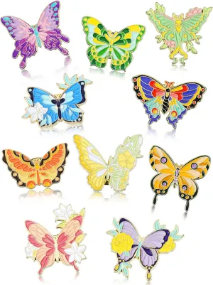 Janinka 10 Pcs Butterfly Enamel Pins Set Cute Enamel Backpack Lapel Pin Cool Horror Brooches for Steampunk Badge Jewelry