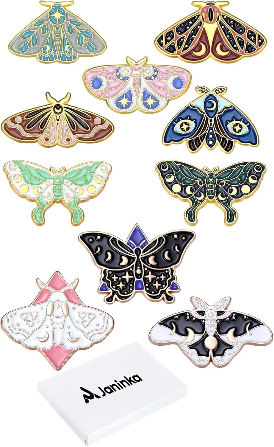 Janinka 10 Pcs Butterfly Enamel Pins Set Cute Enamel Backpack Lapel Pin Cool Horror Brooches for Steampunk Badge Jewelry