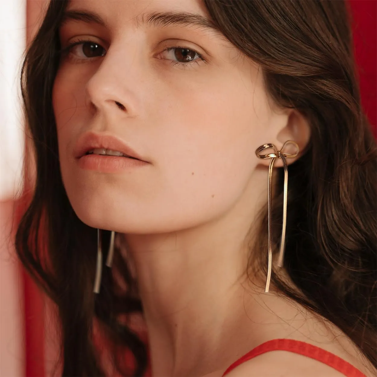JeanBeau Long Chain Bow Dangle Drop Tassel Earrings for Women Statement Ribbon Fringe Waterfall Dangling Wedding Prom Fashion Jewelry Gift