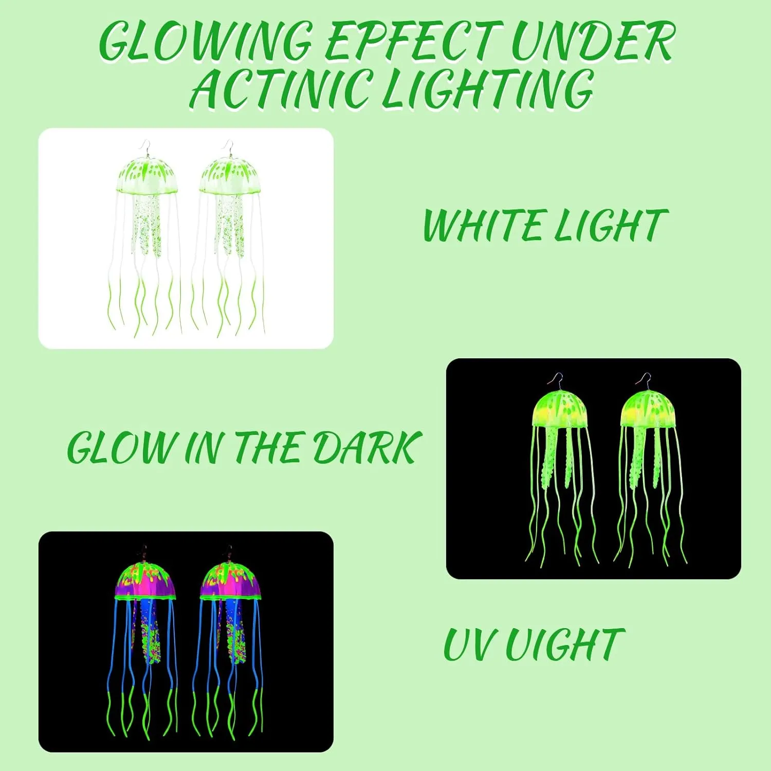 Jellyfish Earrings Light Up Glow in The Dark Unique Weird Fun Fluorescent Party Earrings for Women Men Waterproof Costume Accessories for Rave Festival Night Events