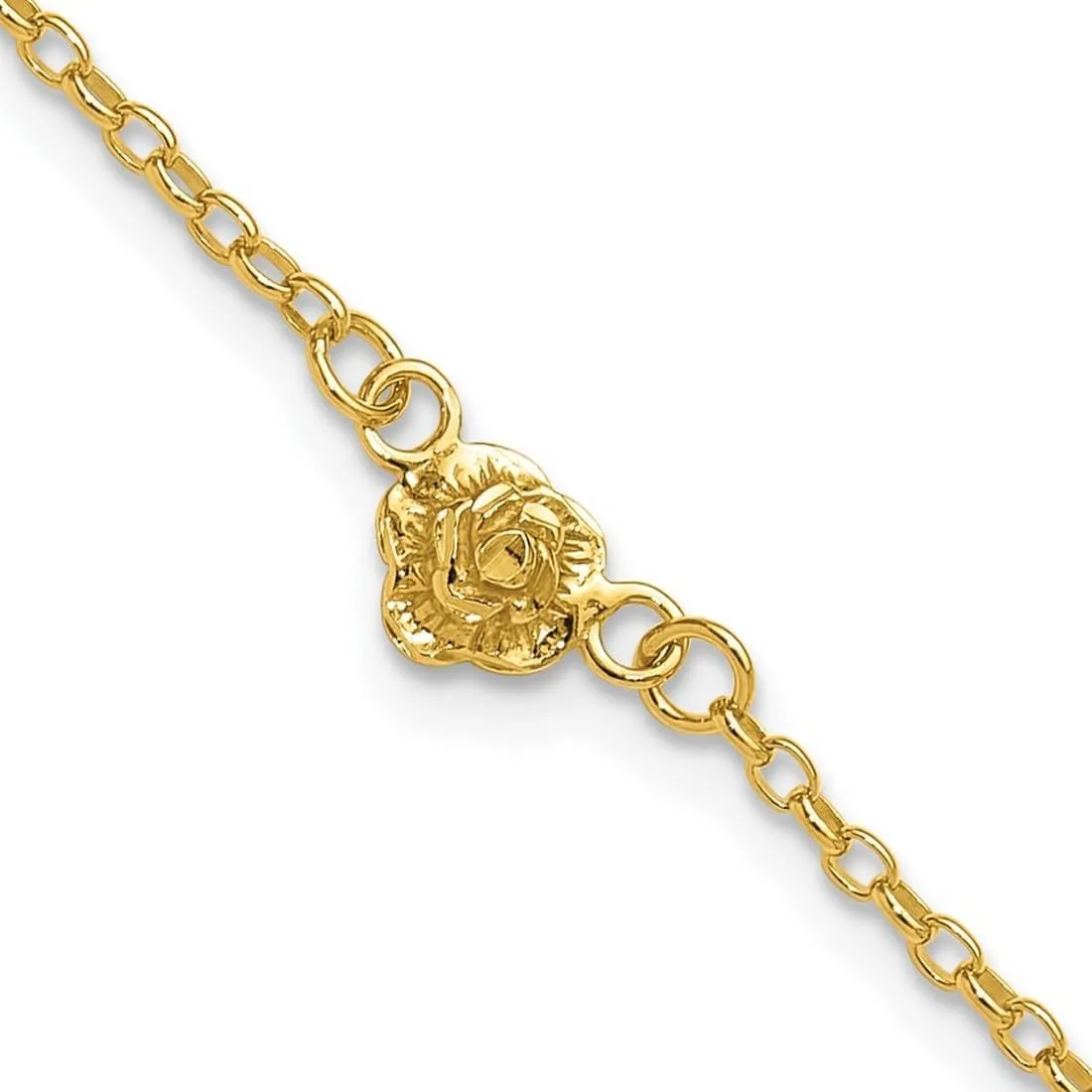 JewelryWeb 8.5mm 925 Sterling Silver Gold tone Flower Charm Anklet 9 Inch-Anklet for Women
