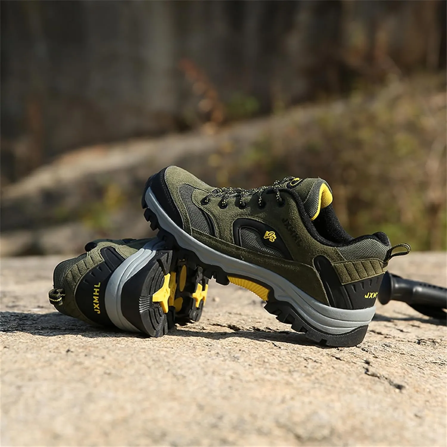 JiuQing Men's Hiking Shoes Casual Trail Running Shoes Waterproof Low Rise Backpacking Camping Trekking Shoes