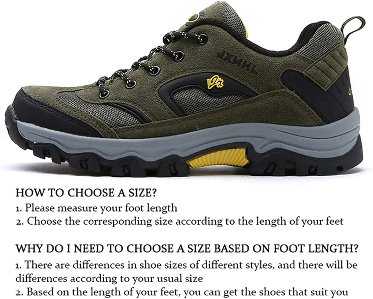 JiuQing Men's Hiking Shoes Casual Trail Running Shoes Waterproof Low Rise Backpacking Camping Trekking Shoes