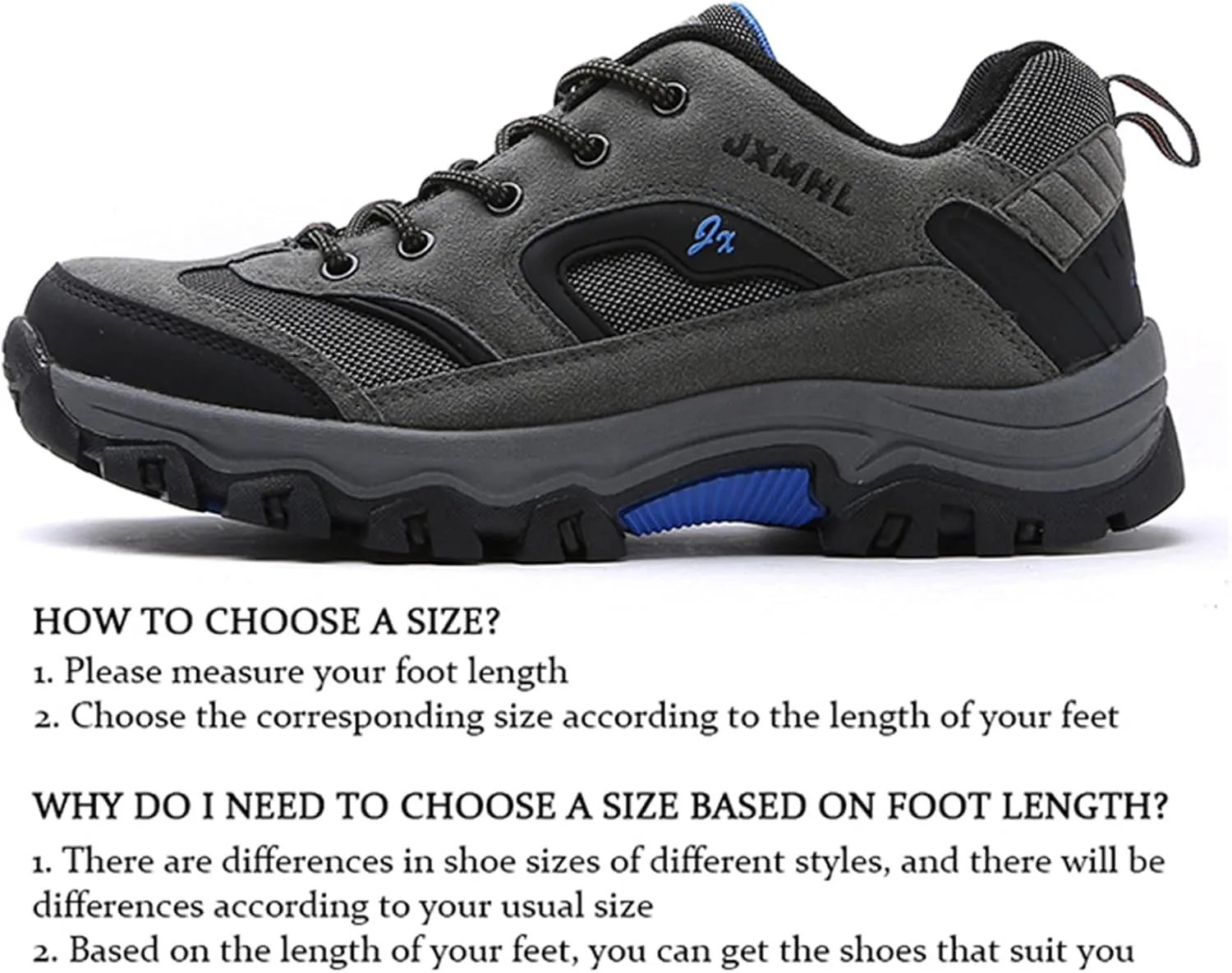JiuQing Men's Hiking Shoes Casual Trail Running Shoes Waterproof Low Rise Backpacking Camping Trekking Shoes