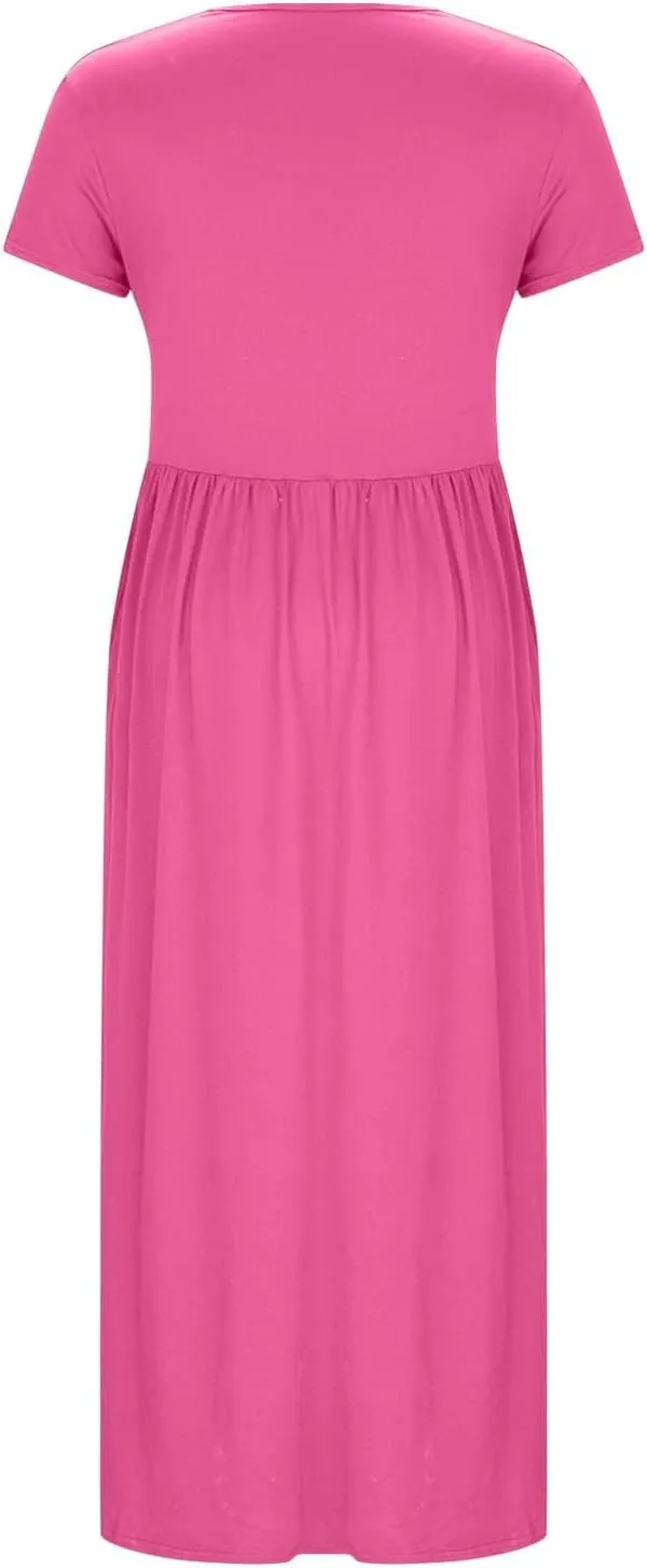 JOAU Women's Plus Size Summer Short Sleeve Maxi Dress 2025 Casual Wrap V Neck A Line Flowy Beach Long Dresses with Pockets